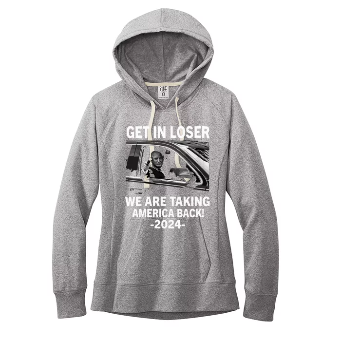 Women Trump Get In Loser We Are Taking America Back Trump 2024 Vneck Women's Fleece Hoodie