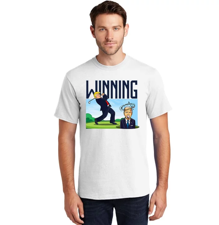 Winning Trump Golf And Biden American Presidential Debate Tall T-Shirt