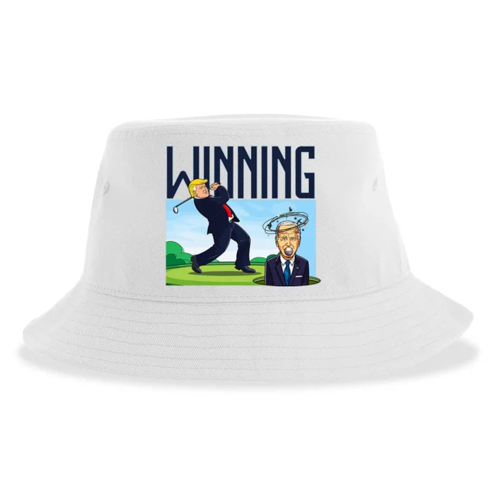 Winning Trump Golf And Biden American Presidential Debate Sustainable Bucket Hat