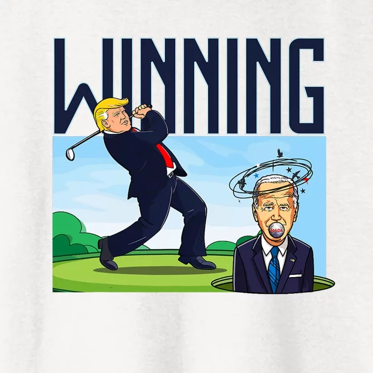 Winning Trump Golf And Biden American Presidential Debate Women's Crop Top Tee