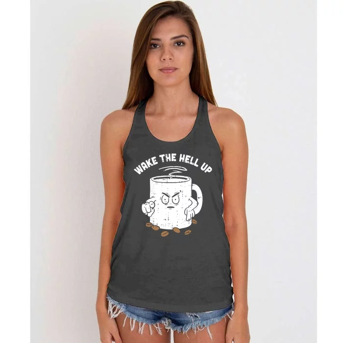 Wake The Hell Up Halloween Costume Coffee Lover Barista Gift Women's Knotted Racerback Tank