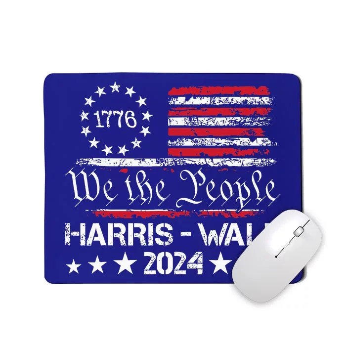 We The Harriswalz People 2024 Vintage American Flag Mousepad