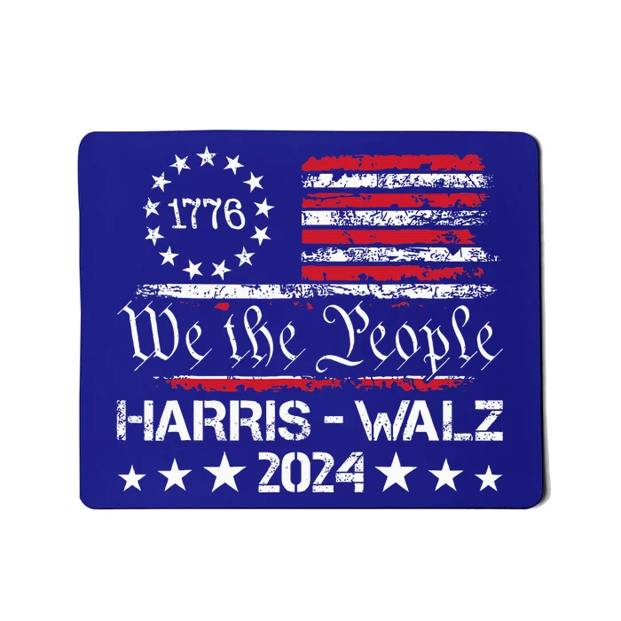 We The Harriswalz People 2024 Vintage American Flag Mousepad