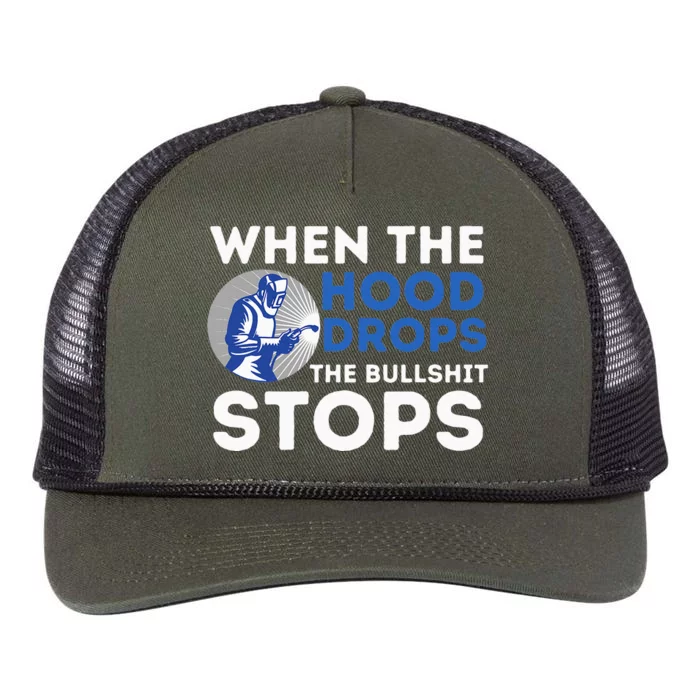 When The Hood Drops Metal Worker Welding & Welder Retro Rope Trucker Hat Cap