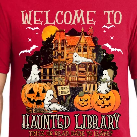 Welcome To Haunted Library Trick Or Read Dare To Leave Halloween Pajama Set