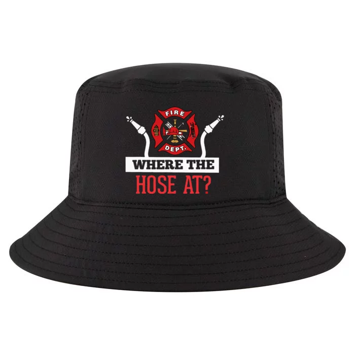 Where The Hose At Funny Firefighter Cool Comfort Performance Bucket Hat