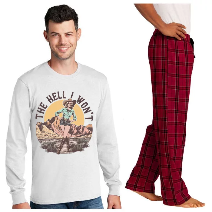 Western The Hell I Wont Cowgirl Country Music Long Sleeve Pajama Set