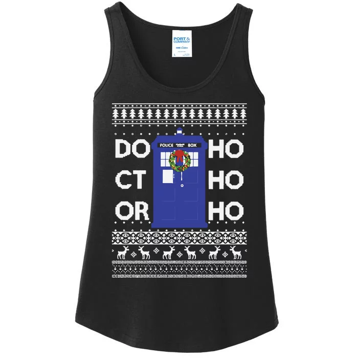 Who Tardis Ho Ho Ho Christmas Doctor Ladies Essential Tank