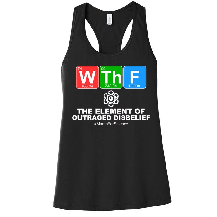 WTHF WTF The Element of Outraged Disbelief March For Science Women's Racerback Tank