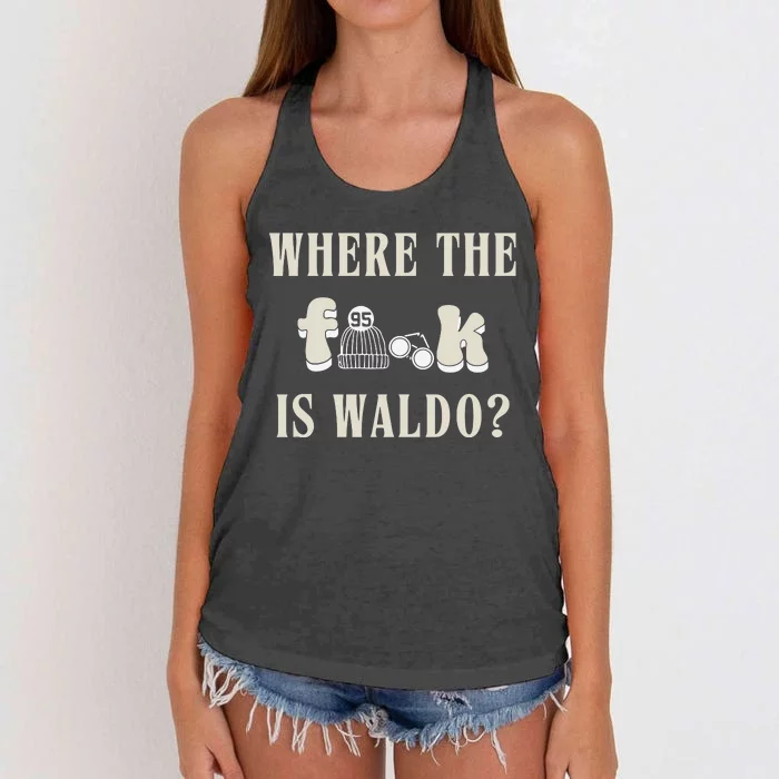 Where The Is W.A.L.D.O Women's Knotted Racerback Tank