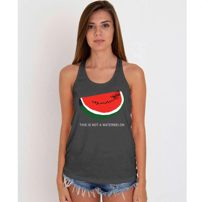 Watermelon This Is Not A Watermelon Palestine Collection Women's Knotted Racerback Tank