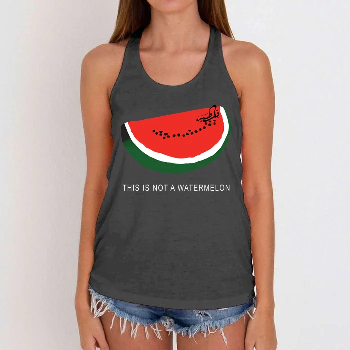 Watermelon This Is Not A Watermelon Palestine Collection Women's Knotted Racerback Tank