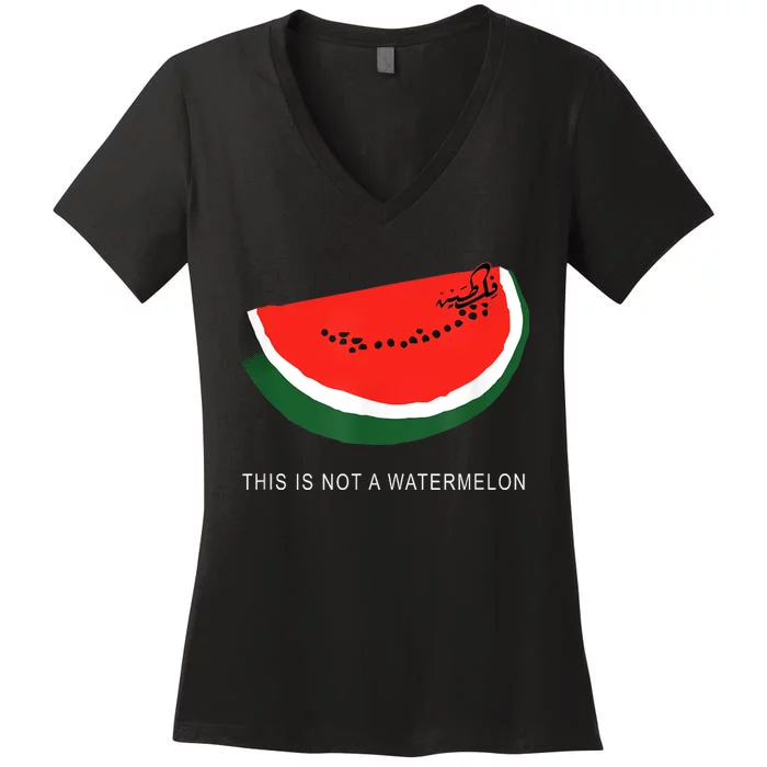 Watermelon This Is Not A Watermelon Palestine Collection Women's V-Neck T-Shirt