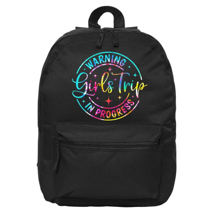 Warning Trip In Progress Trip Vacation Tie Dye 16 in Basic Backpack