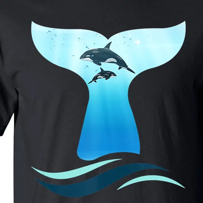 Whale Tail In Waves Orcas Underwater Ocean Tall T-Shirt