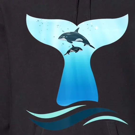 Whale Tail In Waves Orcas Underwater Ocean Premium Hoodie