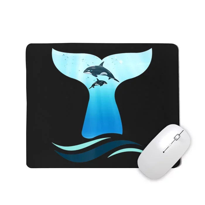 Whale Tail In Waves Orcas Underwater Ocean Mousepad