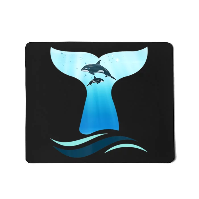 Whale Tail In Waves Orcas Underwater Ocean Mousepad