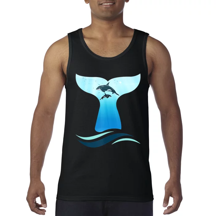 Whale Tail In Waves Orcas Underwater Ocean Tank Top