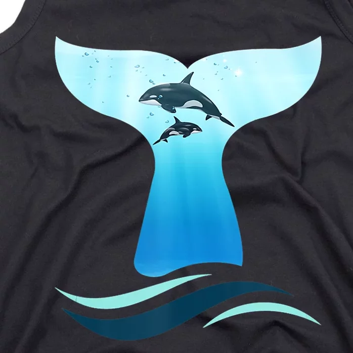 Whale Tail In Waves Orcas Underwater Ocean Tank Top