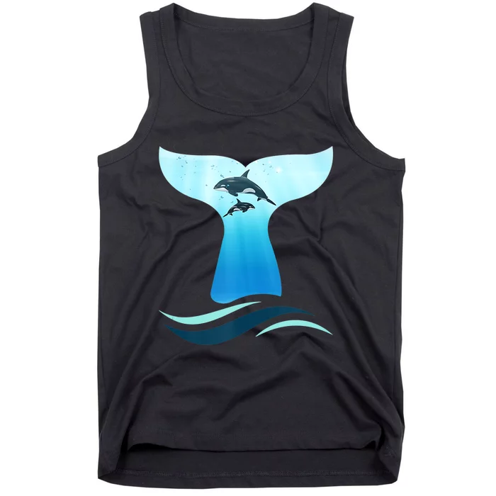 Whale Tail In Waves Orcas Underwater Ocean Tank Top