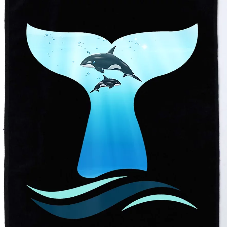 Whale Tail In Waves Orcas Underwater Ocean Platinum Collection Golf Towel