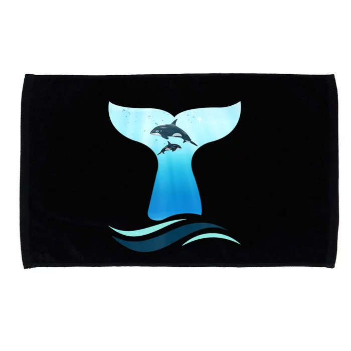 Whale Tail In Waves Orcas Underwater Ocean Microfiber Hand Towel