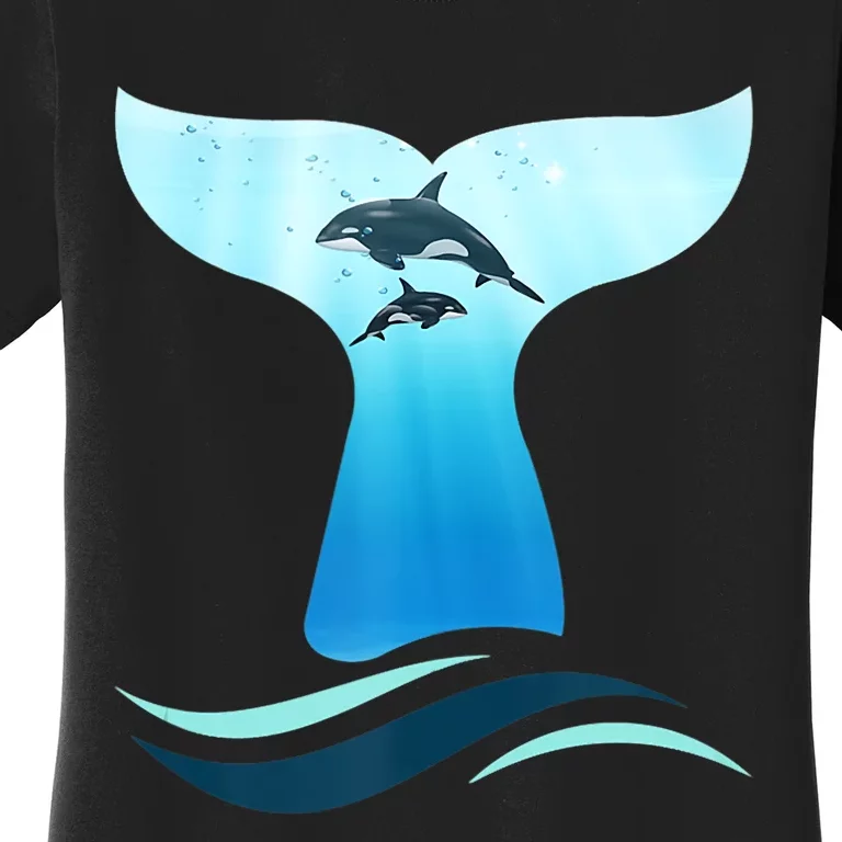 Whale Tail In Waves Orcas Underwater Ocean Women's T-Shirt