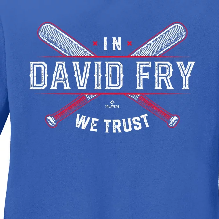 We Trust In David Fry Cleveland Baseball Ladies Long Sleeve Shirt