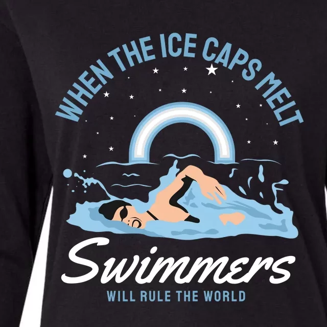 When The Ice Caps Melt Swimmers Will Rule The World Womens Cotton Relaxed Long Sleeve T-Shirt