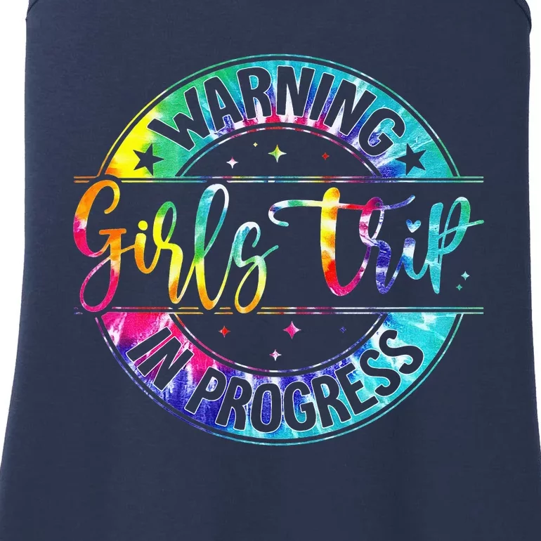 Warning Trip In Progress Trip Vacation Tie Dye Ladies Essential Tank