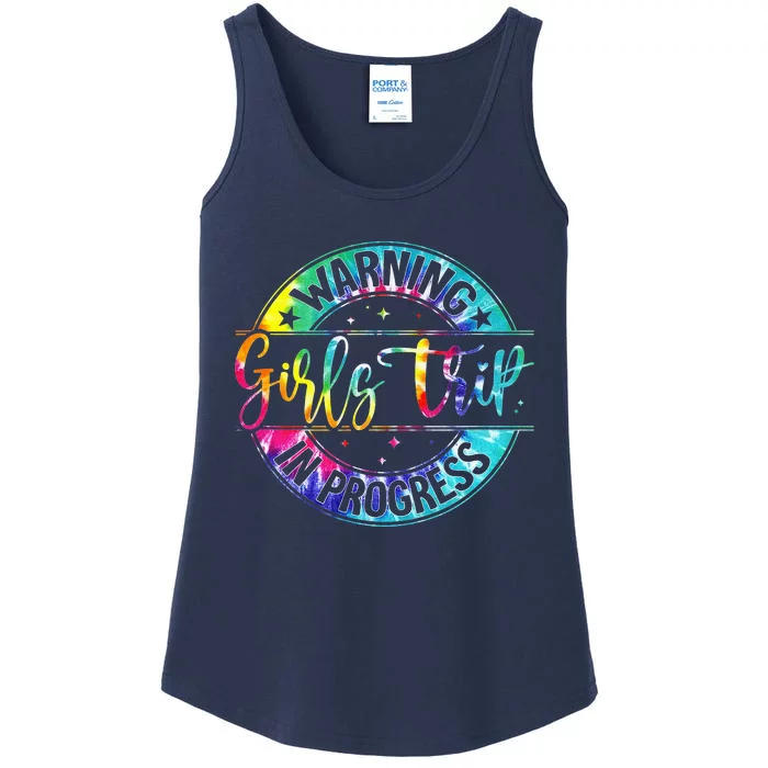 Warning Trip In Progress Trip Vacation Tie Dye Ladies Essential Tank