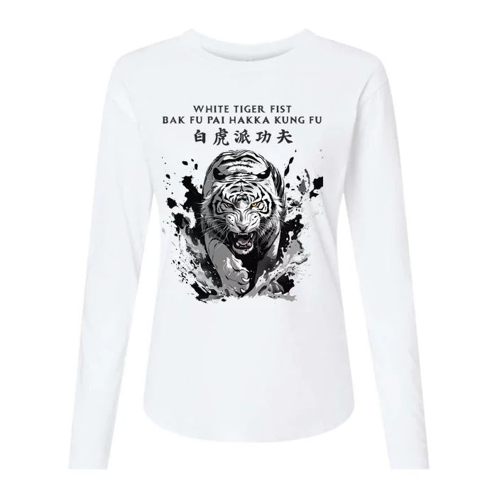 White Tiger Kung Fu Bak Fu Pai Womens Cotton Relaxed Long Sleeve T-Shirt