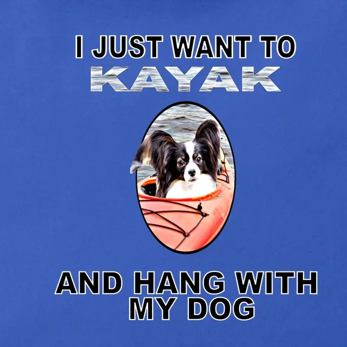 Want To Kayak Hang W Dog Papillon Meaningful Gift Zip Tote Bag