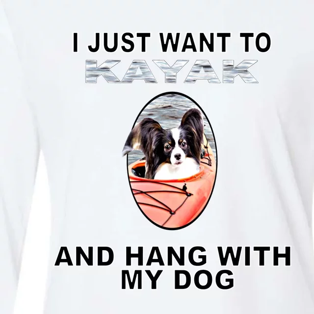 Want To Kayak Hang W Dog Papillon Meaningful Gift Womens Cotton Relaxed Long Sleeve T-Shirt