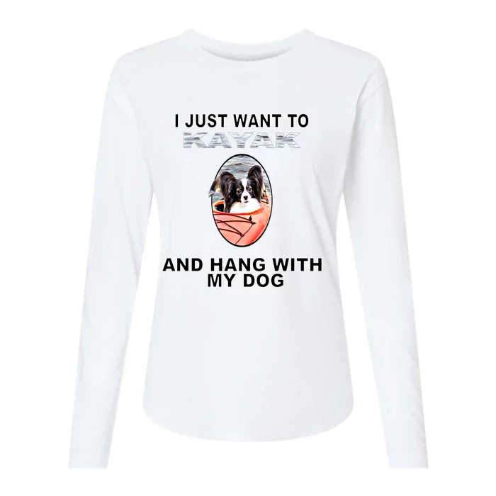 Want To Kayak Hang W Dog Papillon Meaningful Gift Womens Cotton Relaxed Long Sleeve T-Shirt