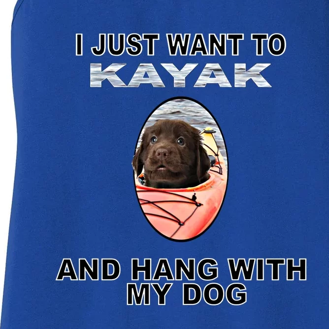 Want To Kayak Hang W Dog Retriever Flatcoated Gift Women's Racerback Tank