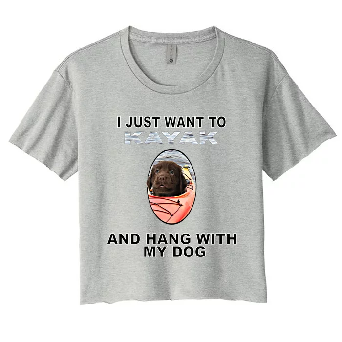 Want To Kayak Hang W Dog Retriever Flatcoated Gift Women's Crop Top Tee