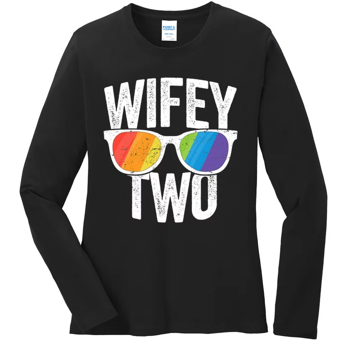 Wifey Two Lesbian Pride Lgbt Bride Couple Gift Ladies Long Sleeve Shirt