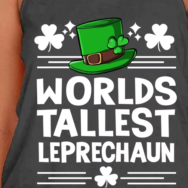 World's Tallest Leprechaun St Patricks Day Funny Irish Humor Gift Women's Knotted Racerback Tank