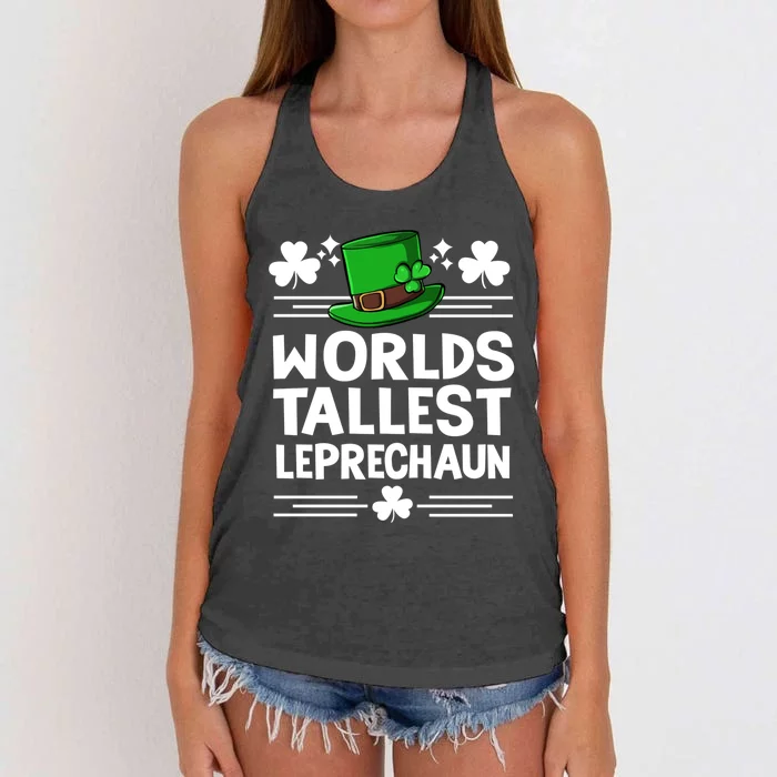 World's Tallest Leprechaun St Patricks Day Funny Irish Humor Gift Women's Knotted Racerback Tank