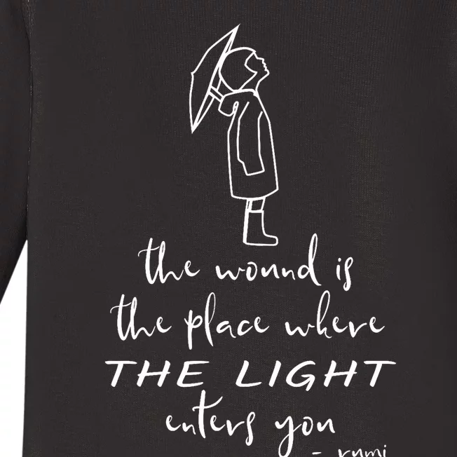 Where The Light Enters Inspirational Quote By Rumi Baby Long Sleeve Bodysuit