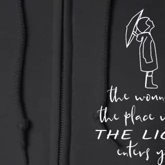 Where The Light Enters Inspirational Quote By Rumi Full Zip Hoodie