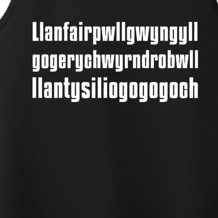 Welsh Town Long Name Gifts Funny Wales Performance Tank