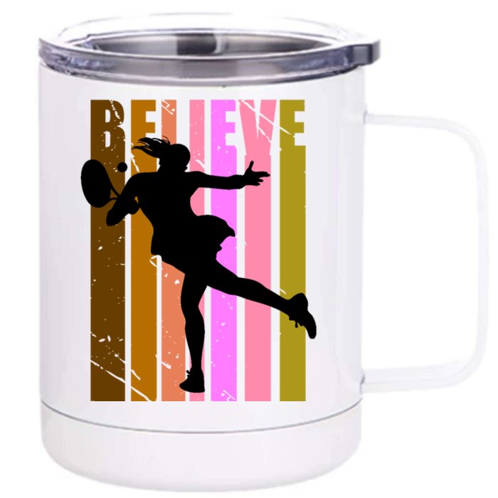 Wo Tennis Lover Player Plays Tennis Court Match Cool Great Gift Front & Back 12oz Stainless Steel Tumbler Cup