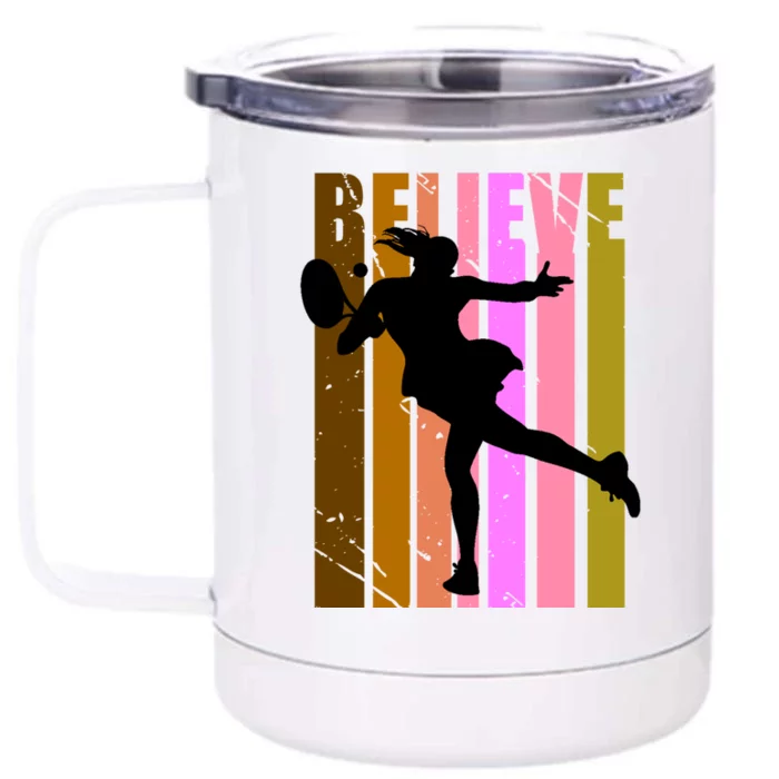 Wo Tennis Lover Player Plays Tennis Court Match Cool Great Gift Front & Back 12oz Stainless Steel Tumbler Cup