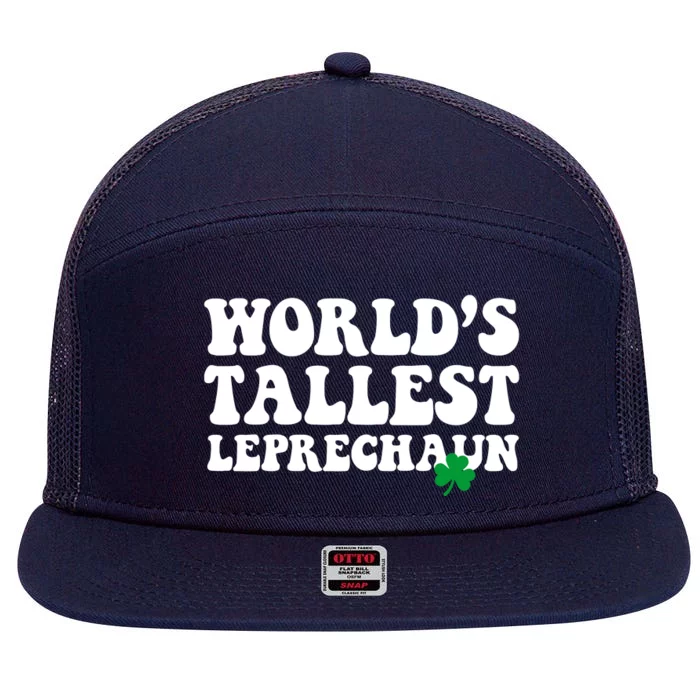 Worlds Tallest Leprechaun St Patricks Clover 7 Panel Mesh Trucker Snapback Hat