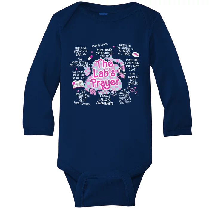 Women The Lab TechS Prayer Retro Lab Tech Phlebotomy Week Baby Long Sleeve Bodysuit