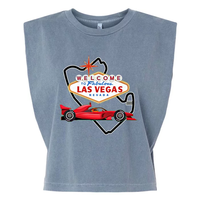 Welcome To Las Vegas Racing Race Car Strip Formula Track Cool Gift Garment-Dyed Women's Muscle Tee