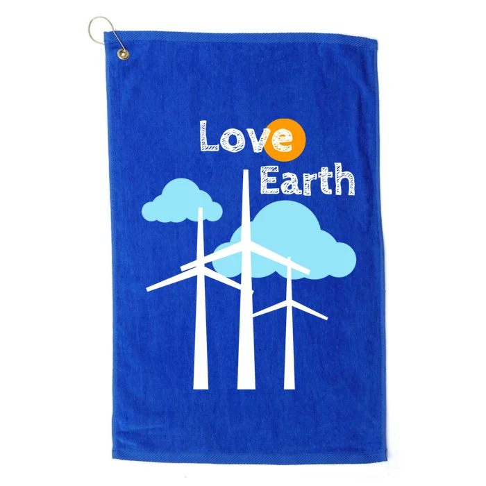 Wind Turbine Love Earth Renewable Energy Environtalist Cool Gift Platinum Collection Golf Towel